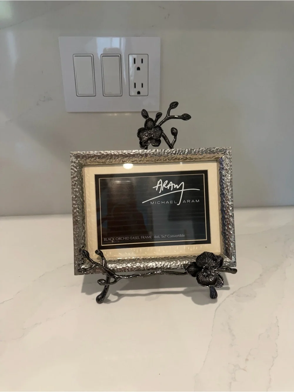 Michael Aram Silver Frame with Black Orchid Accents